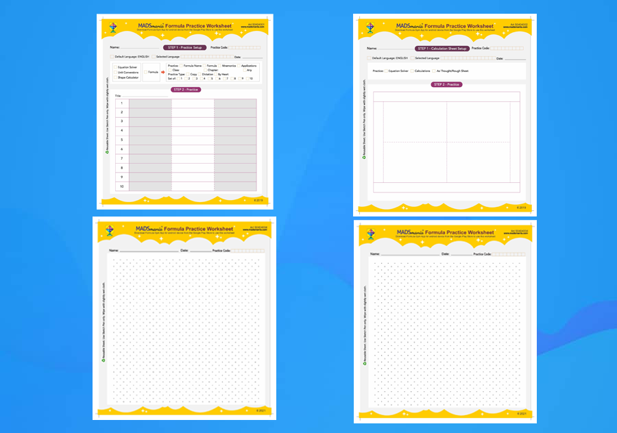 Formula Gym Worksheets